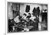 Five Immigrant Women Sit at a Table and Sew-null-Framed Art Print