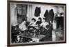 Five Immigrant Women Sit at a Table and Sew-null-Framed Art Print