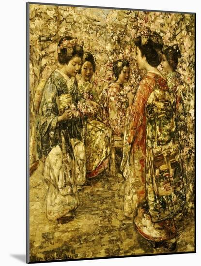 Five Japanese Girls Among Blossoming Trees, 1921-Edward Atkinson Hornel-Mounted Giclee Print