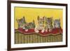 Five Kittens in Basket-Janet Pidoux-Framed Giclee Print