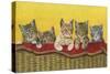 Five Kittens in Basket-Janet Pidoux-Stretched Canvas