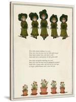 Five Little Girls in Winter Clothes-Kate Greenaway-Stretched Canvas