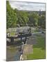 Five Lock Ladder on the Liverpool Leeds Canal, Including a Mill, at Bingley, Yorkshire, England, UK-James Emmerson-Mounted Photographic Print