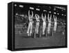 Five Male Maryland Cheerleaders Jumping-null-Framed Stretched Canvas