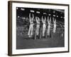 Five Male Maryland Cheerleaders Jumping-null-Framed Photographic Print