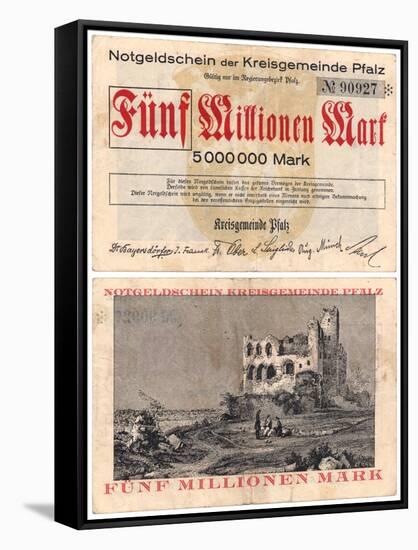 Five Million Mark Banknote, c.1923-null-Framed Stretched Canvas