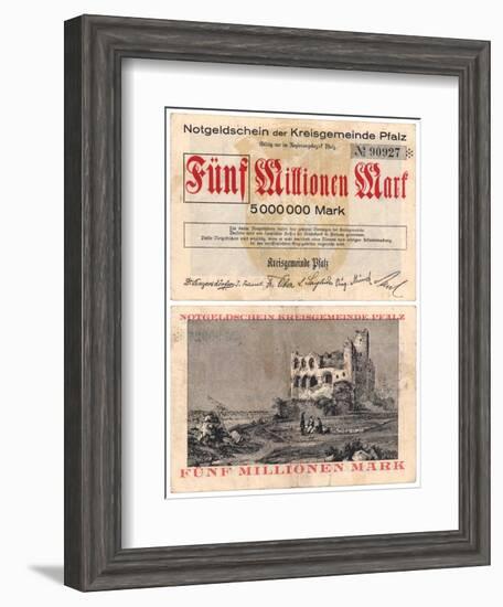 Five Million Mark Banknote, c.1923-null-Framed Giclee Print