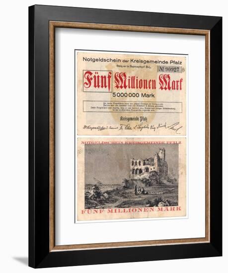 Five Million Mark Banknote, c.1923-null-Framed Giclee Print