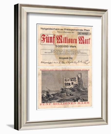 Five Million Mark Banknote, c.1923-null-Framed Giclee Print