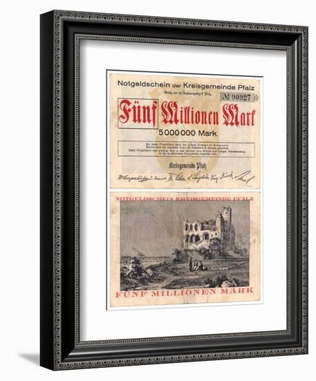 Five Million Mark Banknote, c.1923-null-Framed Giclee Print