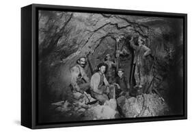 Five Miners in Last Chance Company Lead Mine, in the Coeur D'Alene Region of Idaho, Ca, 1910-null-Framed Stretched Canvas