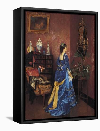 Five Minutes Late-Auguste Toulmouche-Framed Stretched Canvas