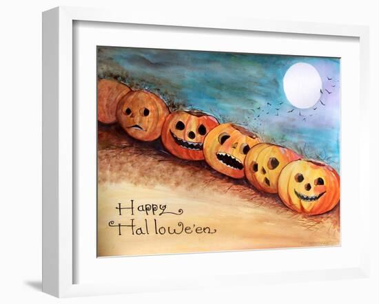 Five Pumpkins in a Row Halloween-sylvia pimental-Framed Art Print