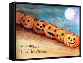 Five Pumpkins in a Row Halloween-sylvia pimental-Framed Stretched Canvas