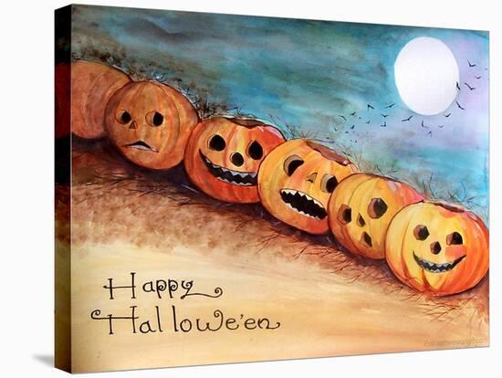 Five Pumpkins in a Row Halloween-sylvia pimental-Stretched Canvas