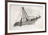 Five Sailors in the Rigging of a Sailing Ship Reefing a Sail-T. Ruhieres-Framed Premium Giclee Print