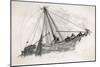 Five Sailors in the Rigging of a Sailing Ship Reefing a Sail-T. Ruhieres-Mounted Art Print