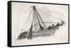 Five Sailors in the Rigging of a Sailing Ship Reefing a Sail-T. Ruhieres-Framed Stretched Canvas