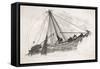 Five Sailors in the Rigging of a Sailing Ship Reefing a Sail-T. Ruhieres-Framed Stretched Canvas