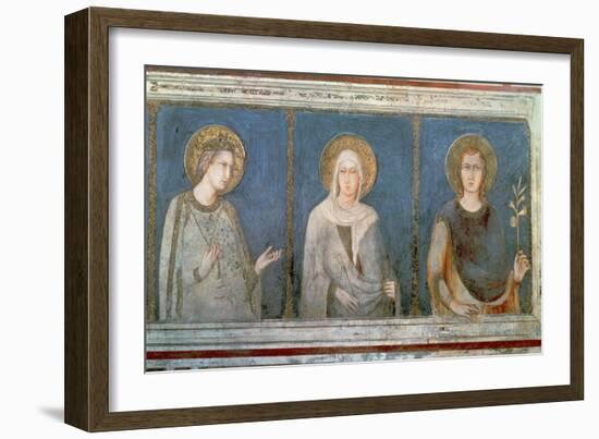 Five Saints, Detail of St. Elisabeth of Hungary, St. Clare and Another Saint-Simone Martini-Framed Giclee Print