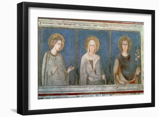 Five Saints, Detail of St. Elisabeth of Hungary, St. Clare and Another Saint-Simone Martini-Framed Giclee Print