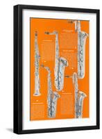 Five Saxophones-null-Framed Art Print