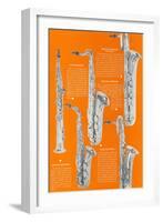 Five Saxophones-null-Framed Art Print