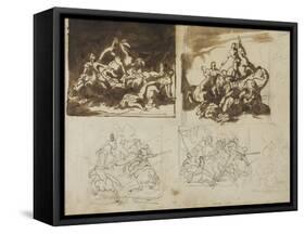 Five Sketches for a Cavalry Battle, 1813-14-Theodore Gericault-Framed Stretched Canvas