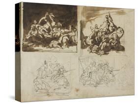 Five Sketches for a Cavalry Battle, 1813-14-Theodore Gericault-Stretched Canvas
