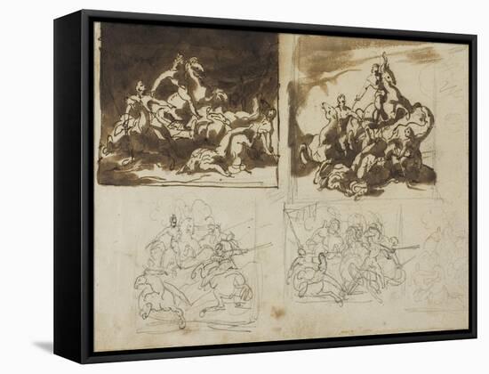 Five Sketches for a Cavalry Battle, 1813-14-Theodore Gericault-Framed Stretched Canvas