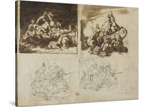 Five Sketches for a Cavalry Battle, 1813-14-Theodore Gericault-Stretched Canvas