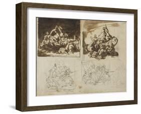 Five Sketches for a Cavalry Battle, 1813-14-Theodore Gericault-Framed Giclee Print