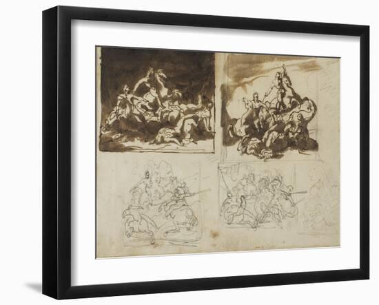 Five Sketches for a Cavalry Battle, 1813-14-Theodore Gericault-Framed Giclee Print