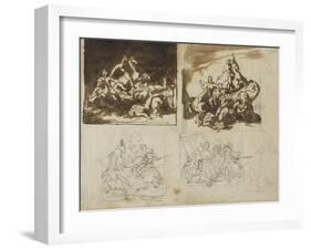 Five Sketches for a Cavalry Battle, 1813-14-Theodore Gericault-Framed Giclee Print