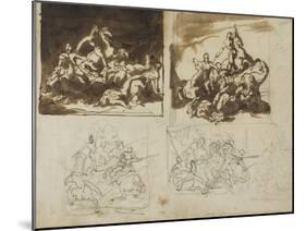 Five Sketches for a Cavalry Battle, 1813-14-Theodore Gericault-Mounted Giclee Print