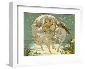 Five Sky-Clad Fairies Dance in the Air Above a Lake-Emily Gertrude Thomson-Framed Photographic Print