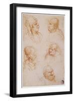 Five Studies of Grotesque Faces-Leonardo da Vinci-Framed Giclee Print