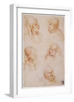 Five Studies of Grotesque Faces-Leonardo da Vinci-Framed Giclee Print