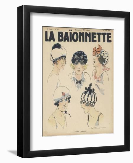 Five Styles of Cap for the Summer Resembling Bathing Caps Berets and Turbans-Henry Fournier-Framed Art Print