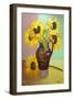 Five Sunflowers in a Tall Brown Jug-Joan Thewsey-Framed Giclee Print