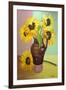 Five Sunflowers in a Tall Brown Jug-Joan Thewsey-Framed Giclee Print