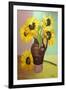 Five Sunflowers in a Tall Brown Jug-Joan Thewsey-Framed Giclee Print