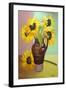 Five Sunflowers in a Tall Brown Jug-Joan Thewsey-Framed Giclee Print