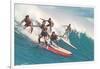 Five Surfers Catching Wave-null-Framed Art Print