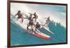 Five Surfers Catching Wave-null-Framed Art Print