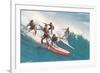 Five Surfers Catching Wave-null-Framed Art Print