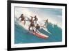 Five Surfers Catching Wave-null-Framed Art Print