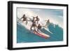 Five Surfers Catching Wave-null-Framed Art Print