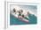 Five Surfers Catching Wave-null-Framed Art Print