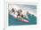 Five Surfers Catching Wave-null-Framed Premium Giclee Print